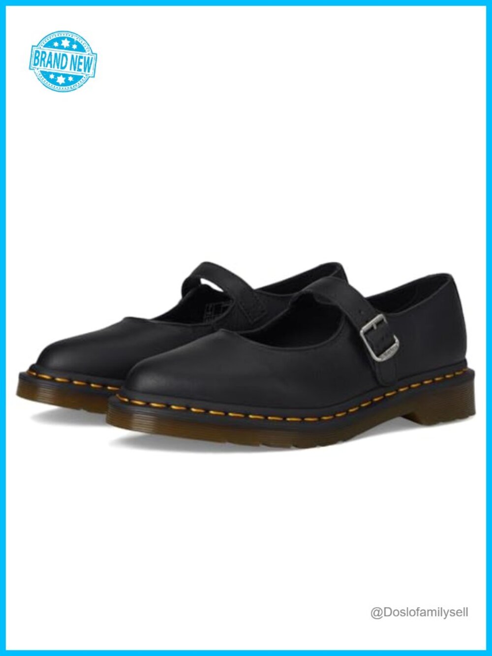 Elphie Mary Jane Leather Flats Pointed Toe Buckle Casual Shoes